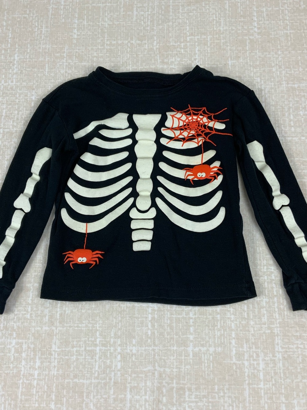 🎃💀 Little Pajamas Kids Size 6 Glow-in-the-Dark Skeleton Halloween Pajama Top